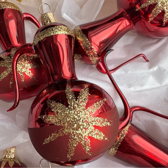 Tea Pots Christmas Ornaments Glass 7 pieces - Picture 3 of 16